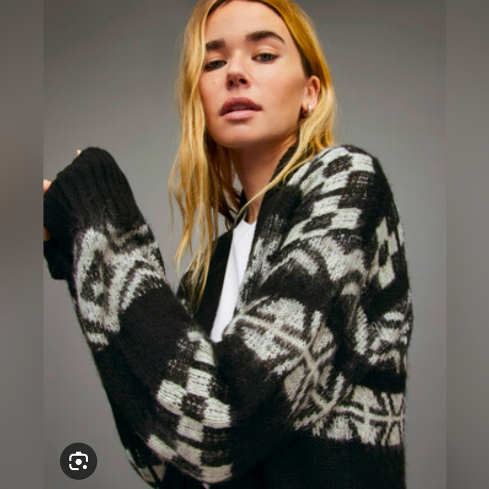 NWOT ALL SAINTS Tora Jacquard Cardigan - Black/chalk White - Medium
